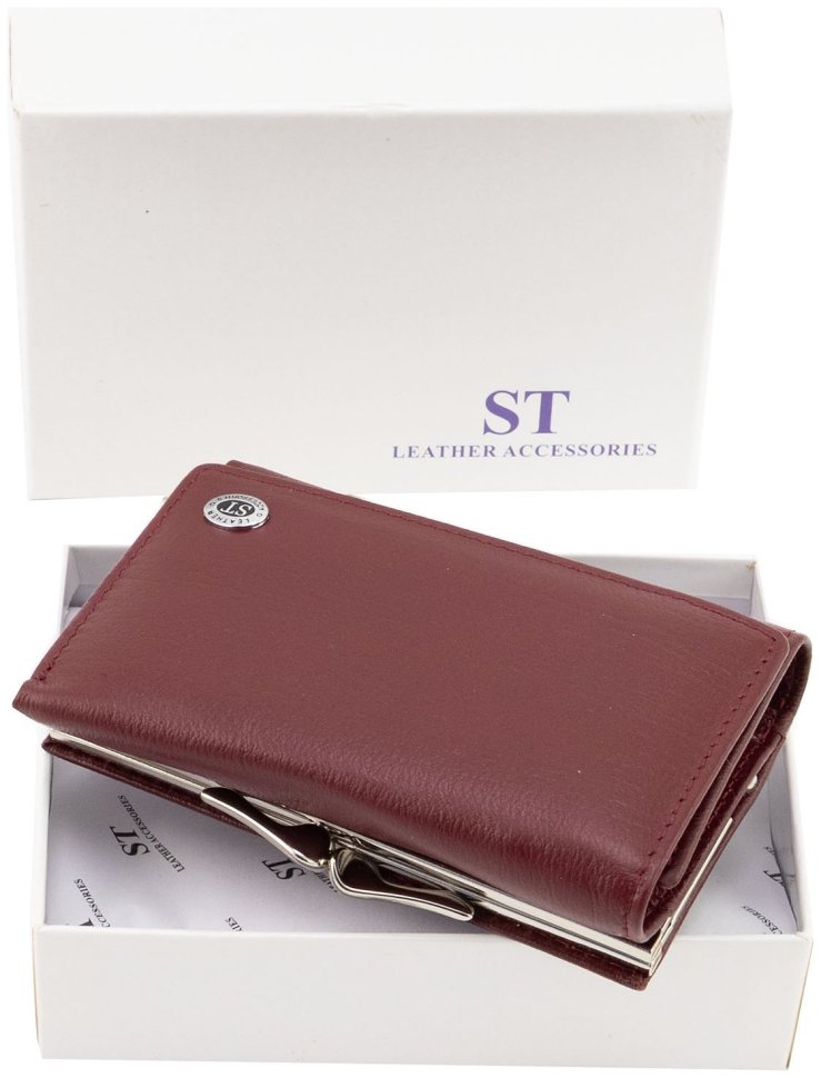 Женский кожаный кошелек небольшого размера ST Leather 94569 бордовый modnotak фото №9
