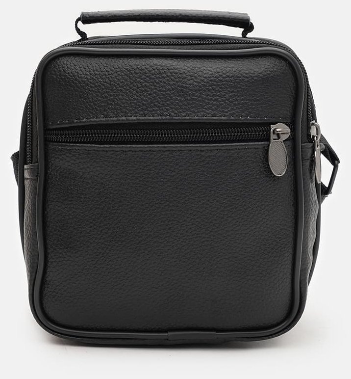 Качественная мужская сумка-барсетка из фактурной натуральной кожи чёрного цвета Borsa Leather 94669 modnotak фото №3