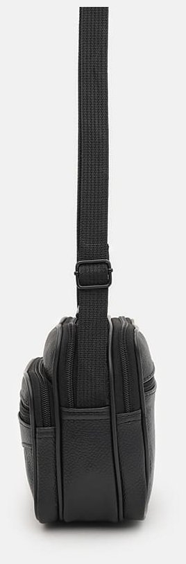 Качественная мужская сумка-барсетка из фактурной натуральной кожи чёрного цвета Borsa Leather 94669 modnotak фото №4