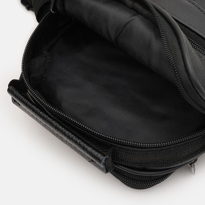 Качественная мужская сумка-барсетка из фактурной натуральной кожи чёрного цвета Borsa Leather 94669 modnotak фото №5