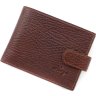 Мужской кожаный коричневый кошелек двойного сложения на кнопке KARYA (21037) - 1