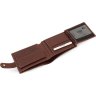 Чоловічий шкіряний коричневий гаманець подвійного складання на кнопці KARYA (21037) - 4