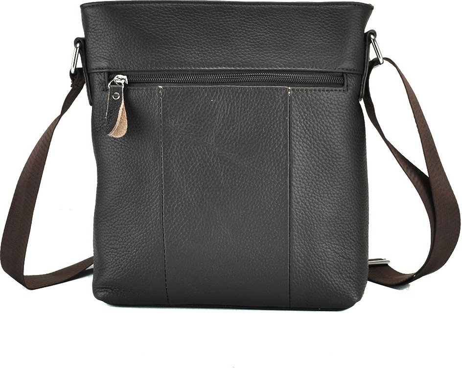 Недорога чоловіча сумка-планшет на плече з натуральної шкіри коричневого кольору TIDING BAG (21217)