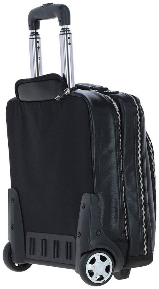 Кожаная дорожная сумка на колесиках в ручную кладь Ashwood черного цвета 95469 modnotak фото №5