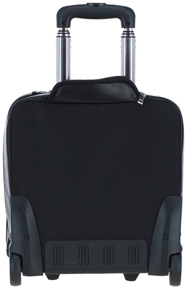 Кожаная дорожная сумка на колесиках в ручную кладь Ashwood черного цвета 95469 modnotak фото №6