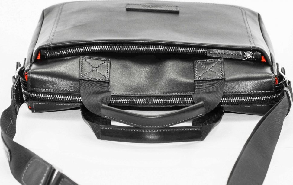 Класична ділова чоловіча сумка чорного кольору з гладкої шкіри VATTO (12010)