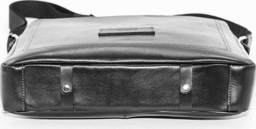 Класична ділова чоловіча сумка чорного кольору з гладкої шкіри VATTO (12010)