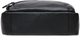 Мужская сумка-барсетка из черной кожи флотар на плечо Borsa Leather (19345)