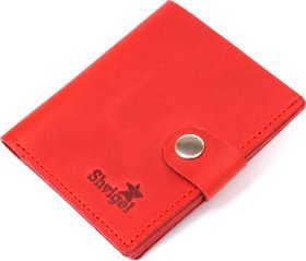 Жіночий гаманець з матової шкіри червоного кольору на кнопці Shvigel (2416476)