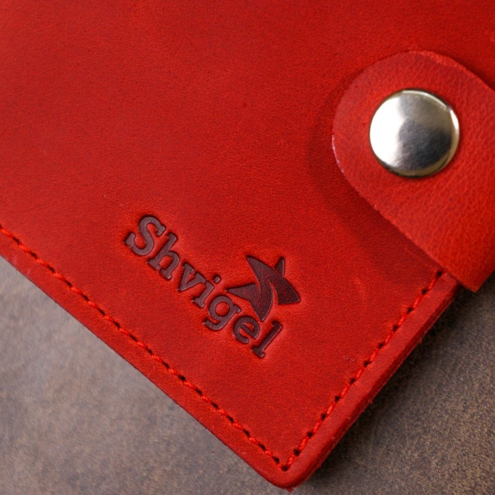 Женский кошелек из матовой кожи красного цвета на кнопке Shvigel (2416476)