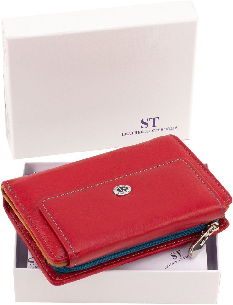 Середній жіночий гаманець із натуральної шкіри червоного кольору ST Leather 1767269