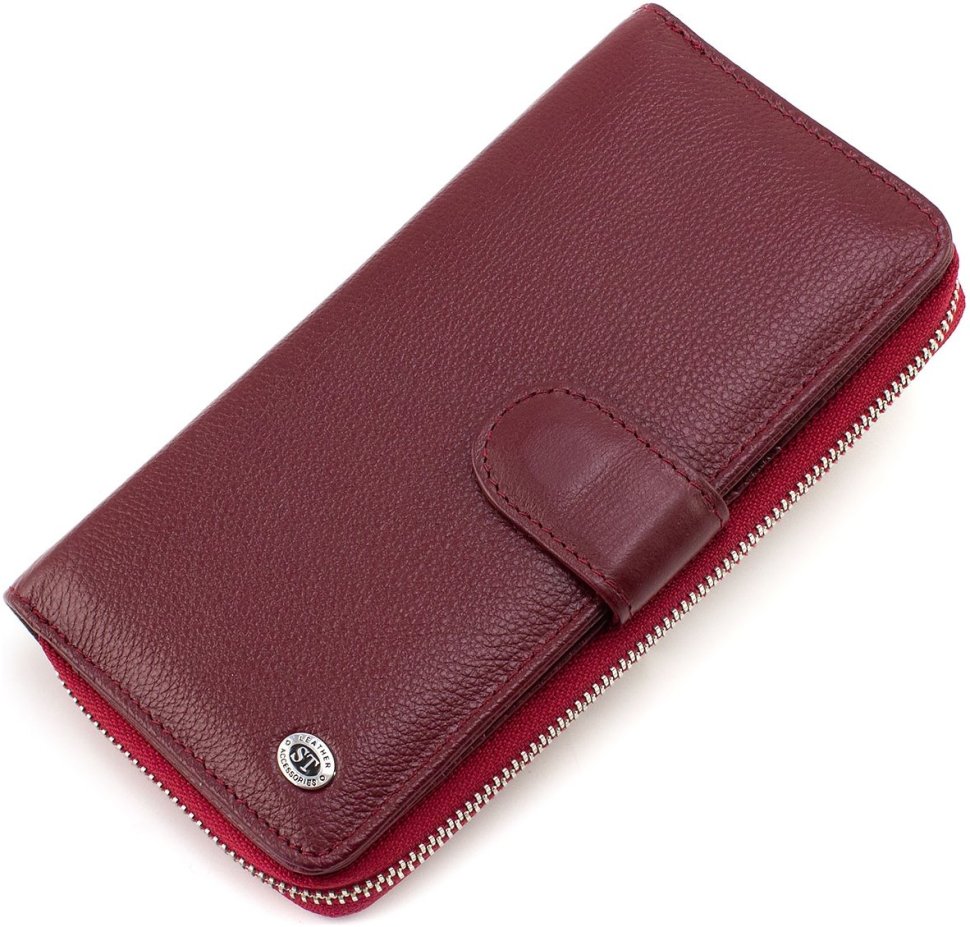 Большой бордовый женский кошелек из натуральной кожи ST Leather 1767369