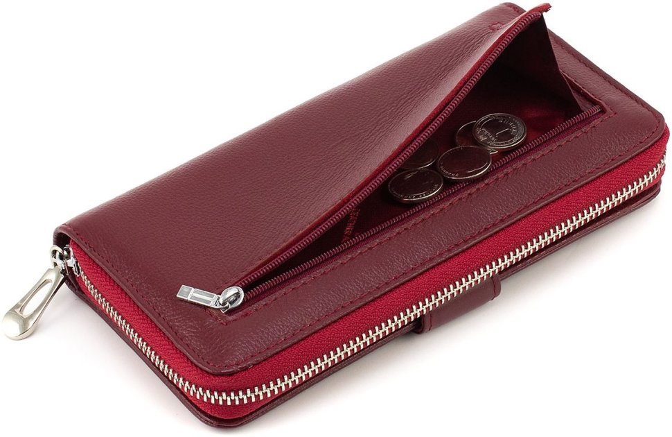 Великий бордовий жіночий гаманець із натуральної шкіри ST Leather 1767369