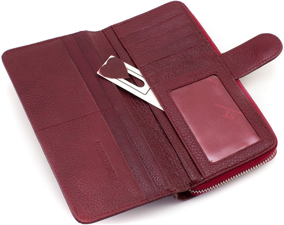 Великий бордовий жіночий гаманець із натуральної шкіри ST Leather 1767369