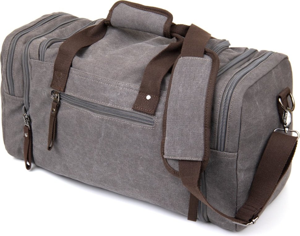Сіра дорожня сумка з текстилю з великою кількістю відділень Vintage (20665)