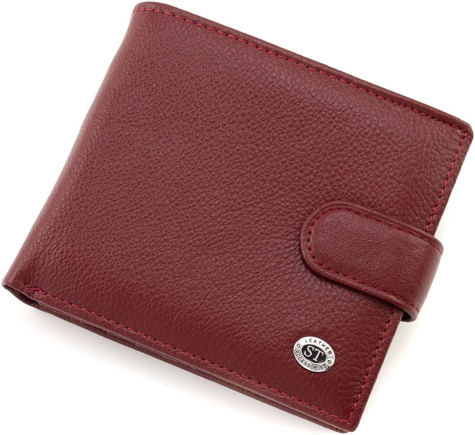 Жіночий гаманець із натуральної шкіри бордового кольору з блоком для карток ST Leather 1767469