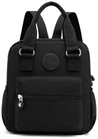 Тканинна жіноча сумка-рюкзак середнього розміру в чорному кольорі Confident 77569