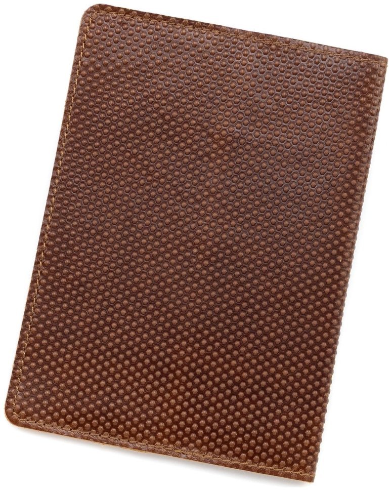 Обложка на паспорт из фатурной кожи Passport Ukraine 97769 коричневый винтаж modnotak фото №3