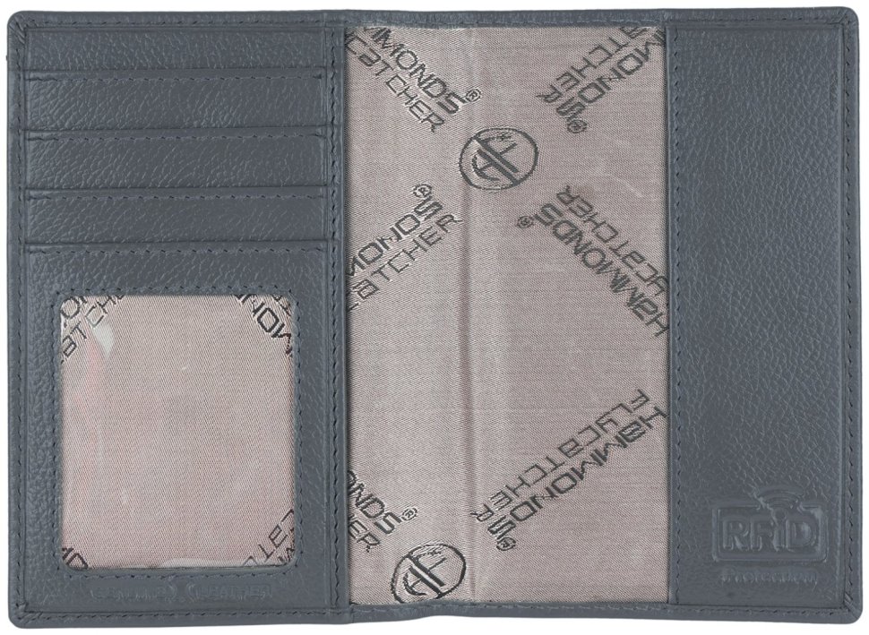 Обложка из фактурной кожи для паспорта с отделением для карточек  Hammonds Flycatcher PH602 серого цвета 107969 modnotak фото №3