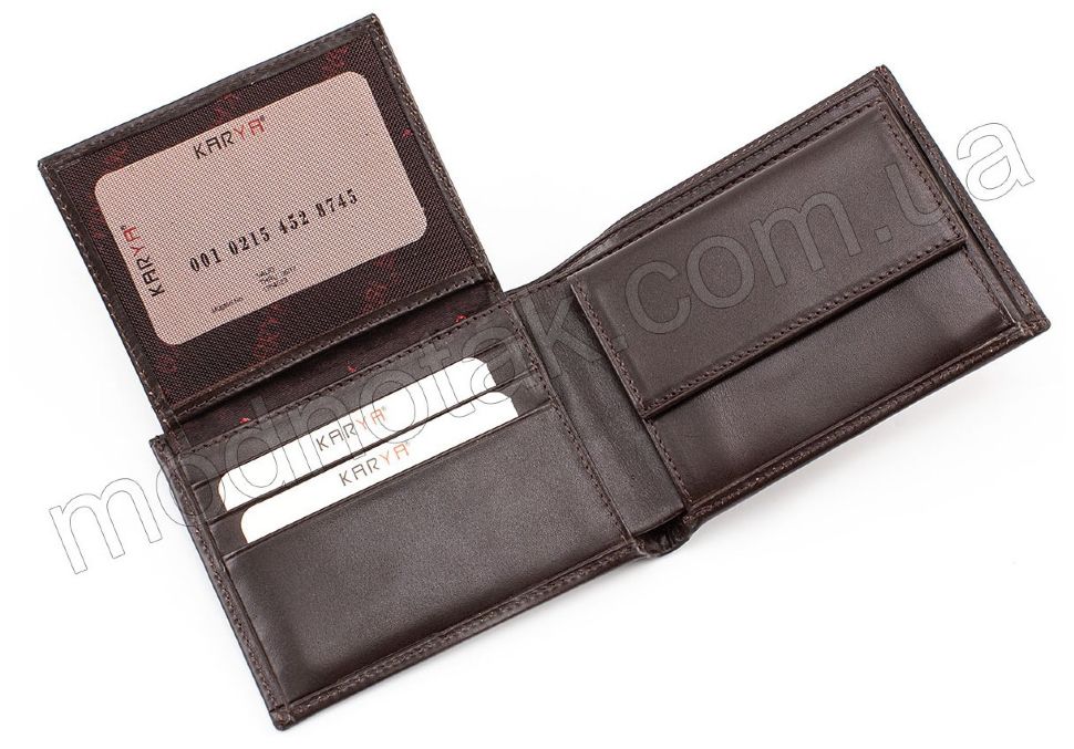 Коричневий гаманець з гладкої шкіри KARYA (0420-9)