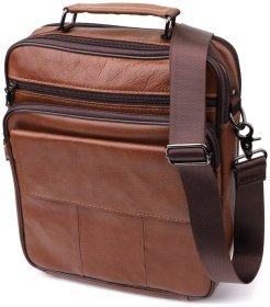 Деловая мужская барсетка из натуральной кожи на каждый день Vintage 98169 коричневого цвета