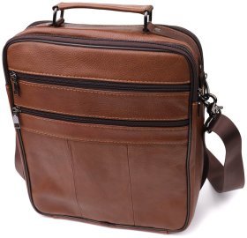 Деловая мужская барсетка из натуральной кожи на каждый день Vintage 98169 коричневого цвета