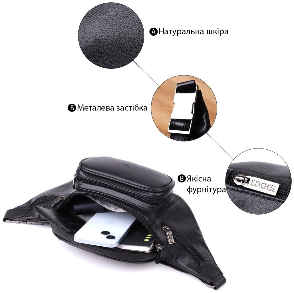 Городская мужская сумка бананка из гладкой кожи черного цвета Tony Perotti 108369 фото №4 Городская мужская сумка бананка из гладкой кожи черного цвета Tony Perotti 108369 modnotak фото №4