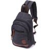 Текстильна чоловіча сумка-рюкзак чорного кольору на дві блискавки Vintagе 2422172 - 1