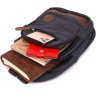 Текстильна чоловіча сумка-рюкзак чорного кольору на дві блискавки Vintagе 2422172 - 6