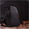 Текстильна чоловіча сумка-рюкзак чорного кольору на дві блискавки Vintagе 2422172 - 8