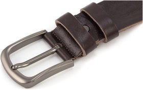 Широкий ремінь під штани або джинси з італійської шкіри зі стиснутим ефектом Gherardini 40724-GH-brown коричневого кольору