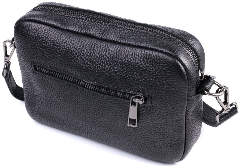 Фактурная кожаная сумка кросс-боди черного цвета Shvigel 2422842 Черная modnotak фото №2