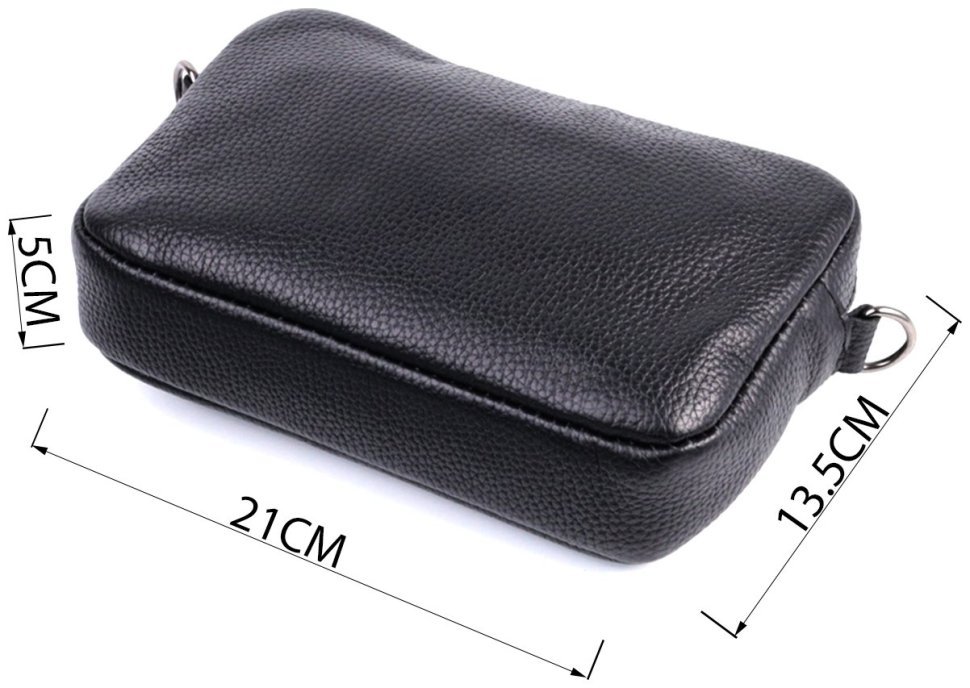 Фактурная кожаная сумка кросс-боди черного цвета Shvigel 2422842 Черная modnotak фото №3