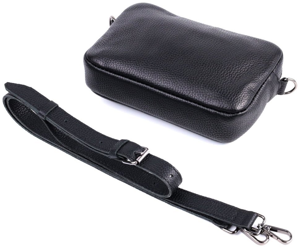 Фактурная кожаная сумка кросс-боди черного цвета Shvigel 2422842 Черная modnotak фото №6