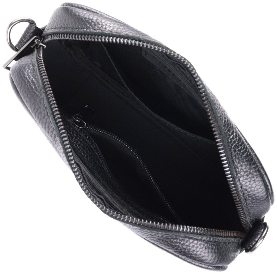 Фактурная кожаная сумка кросс-боди черного цвета Shvigel 2422842 Черная modnotak фото №7