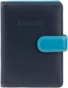 Якісна обкладинка для паспорта із натуральної шкіри синього кольору Visconti Sumba 68769