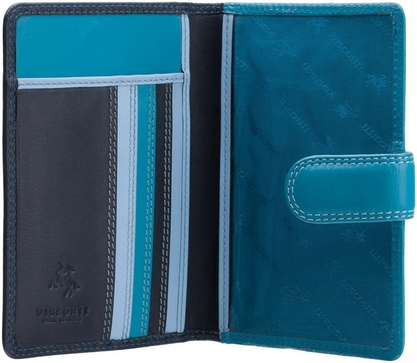 Якісна обкладинка для паспорта із натуральної шкіри синього кольору Visconti Sumba 68769