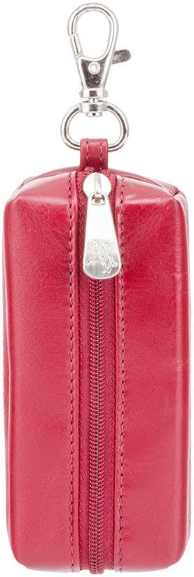 Якісна жіноча шкіряна ключниця червоного кольору на блискавці Visconti Prato 68969