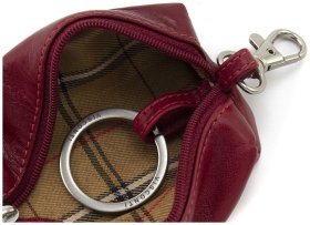 Качественная женская кожаная ключница красного цвета на молнии Visconti Prato 68969