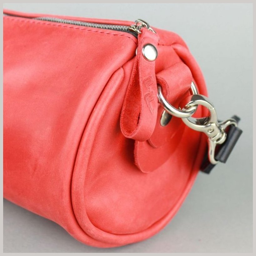 Маленька жіноча сумка-кроссбоді зі шкіри крейзі хорс червоного кольору BlankNote Cylinder 78969