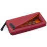 Длинный женский кошелек из натуральной кожи красного цвета на молнии Visconti Iris 69069 - 5