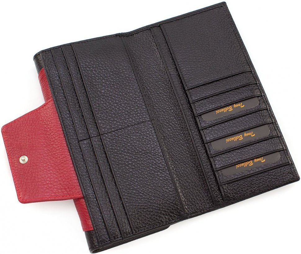 Двоколірний жіночий шкіряний гаманець на кнопках Tony Bellucci (10883)