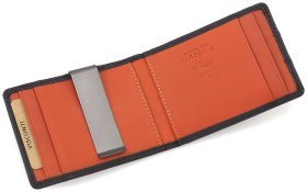 Маленький шкіряний затискач для купюр чорного кольору Visconti 69169