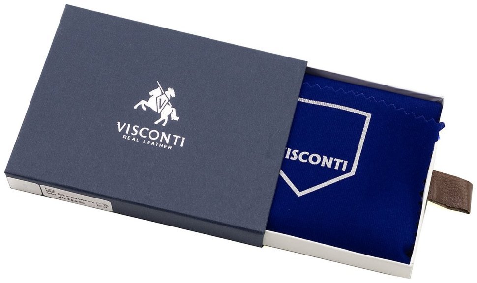 Тонкий картхолдер из натуральной кожи коричневого цвета Visconti 79469 modnotak фото №9