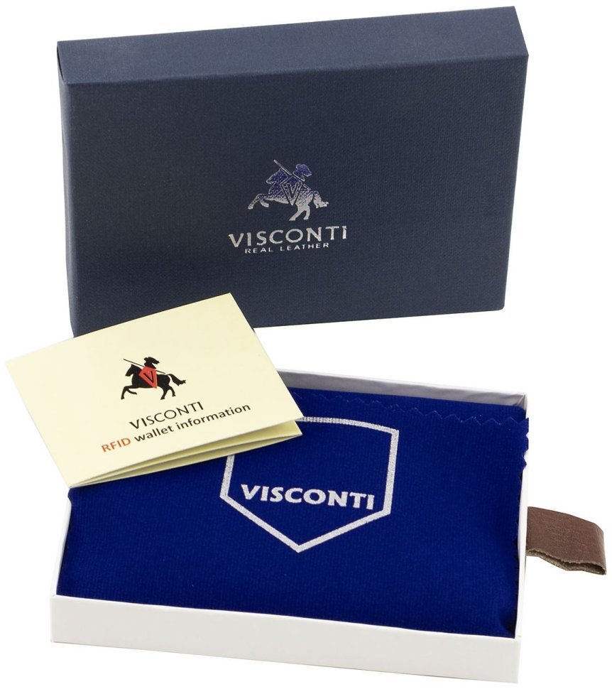 Тонкий картхолдер из натуральной кожи коричневого цвета Visconti 79469 modnotak фото №10