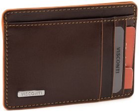 Тонкий картхолдер из натуральной кожи коричневого цвета Visconti 79469
