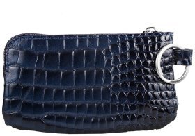 Синяя женская ключница из натуральной кожи под крокодила на молнии Desisan 79769