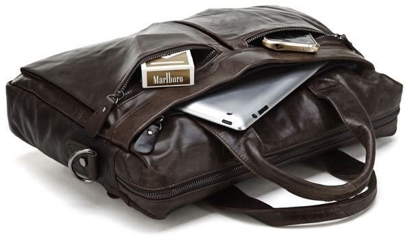 Кожаная мужская сумка под ноутбук и документы коричневого цвета John McDee (19694)