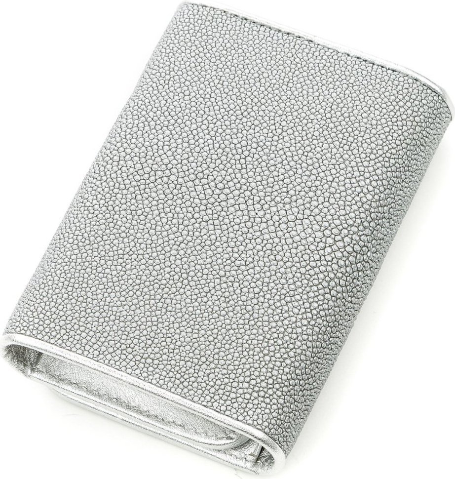 Вертикальний гаманець сріблястого кольору зі шкіри ската STINGRAY LEATHER (024-18636)