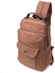 Сумка рюкзак текстильний коричневого кольору та відділення для планшета Vintage Style 90970